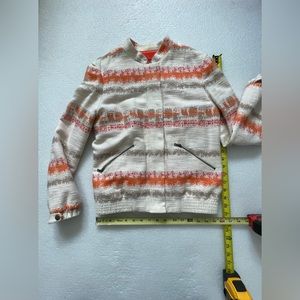 Alice + Olivia Tomiko Cotton Blend Orange/White Jacket Coat  Size Small $250